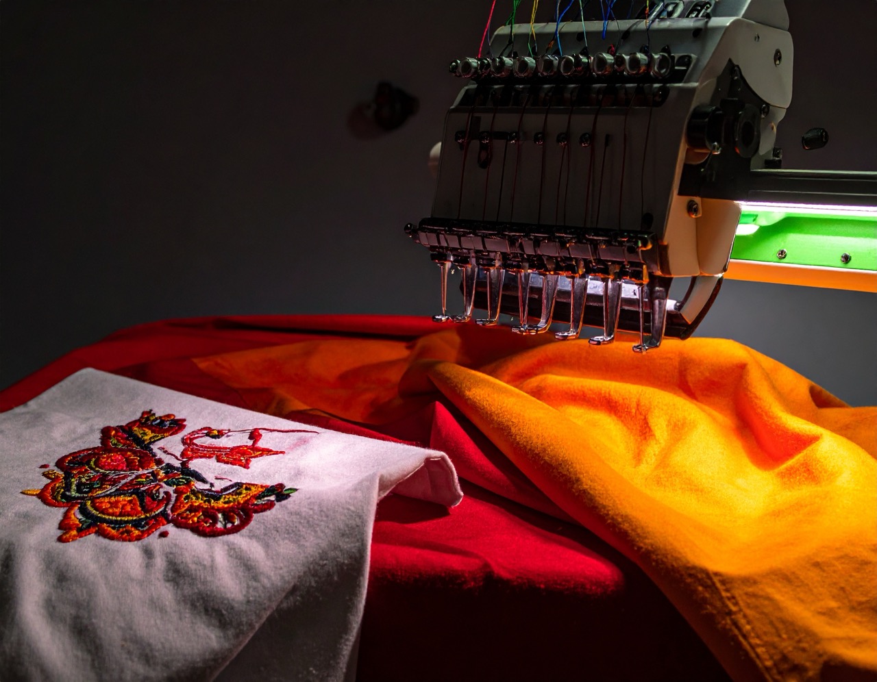 Machine de broderie en production